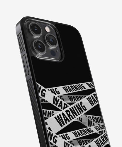 White Warning Stripes Glass Case