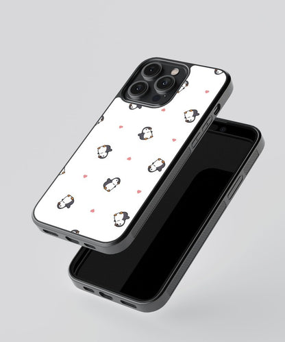 Penguin Hearts Glass Case