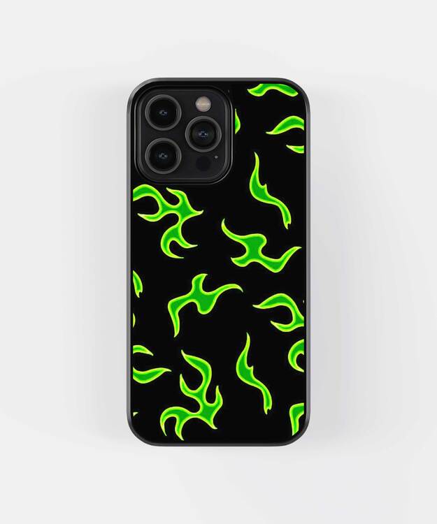 Neon Green Fire Glass Case