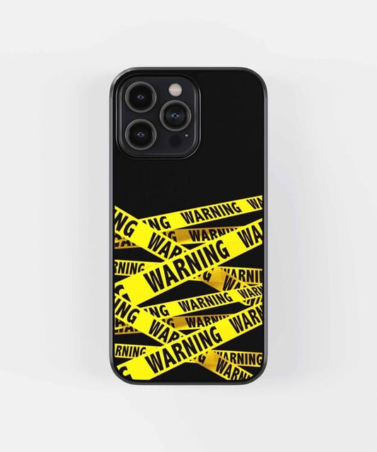 Yellow Warning Stripes Glass Case