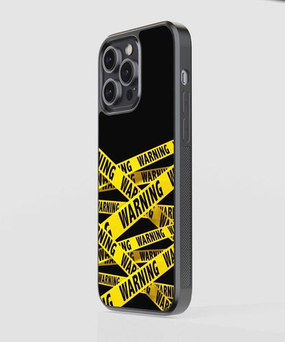 Yellow Warning Stripes Glass Case