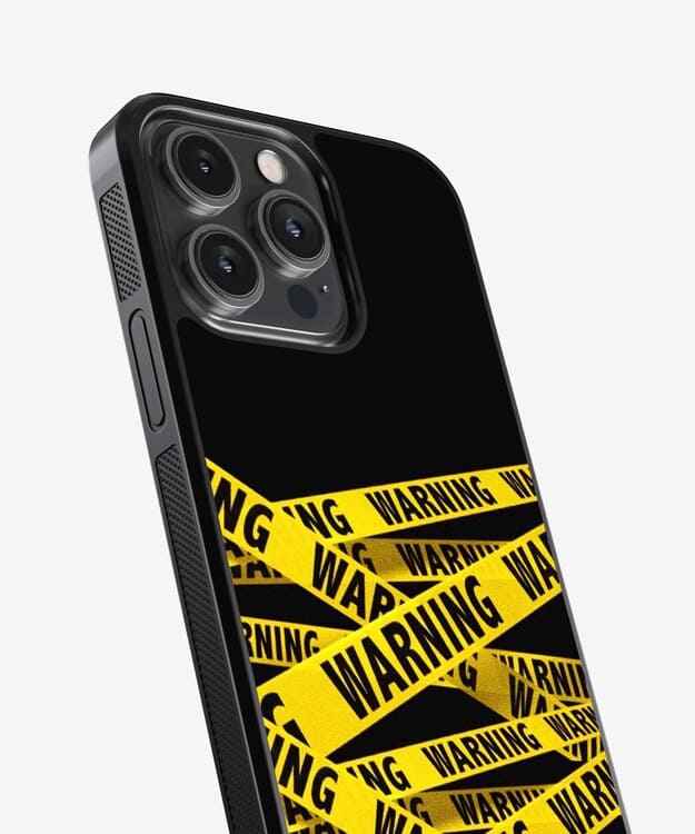 Yellow Warning Stripes Glass Case