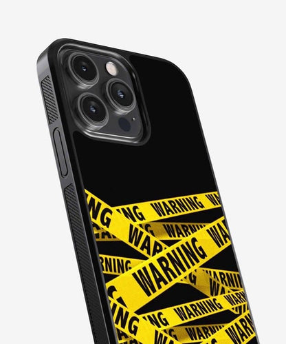 Yellow Warning Stripes Glass Case