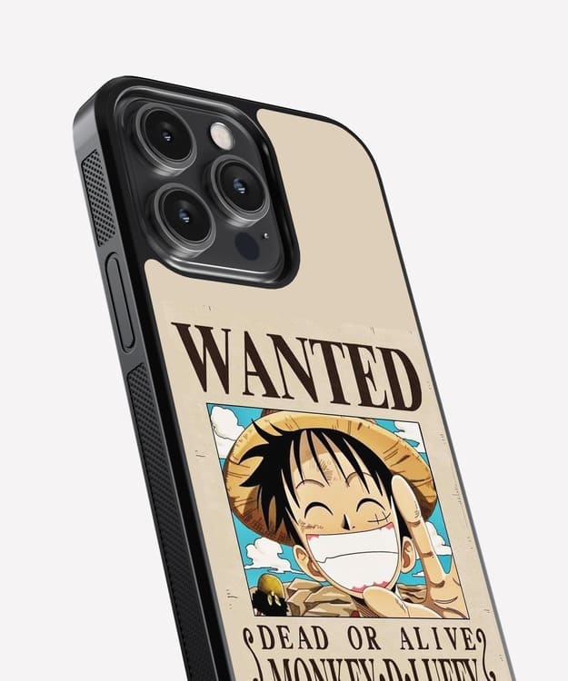 Wanted Smiling Luffy Glass Case