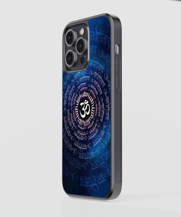 Om Mantra Chanting Glass Case