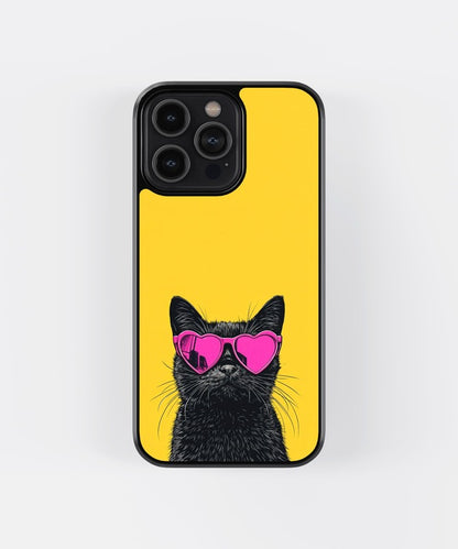 Cat With Pink Shades Glass Case