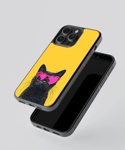 Cat With Pink Shades Glass Case