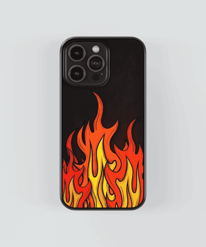 Yellow Flames Glass Case