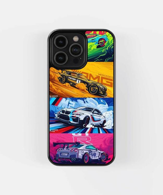 Sports Car Art Poster Glass Case