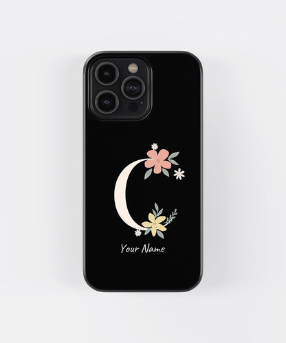 Custom Name Floral Aesthetics Glass Case
