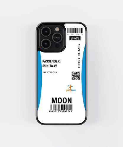 Custom Moon Boarding Pass Glass Case