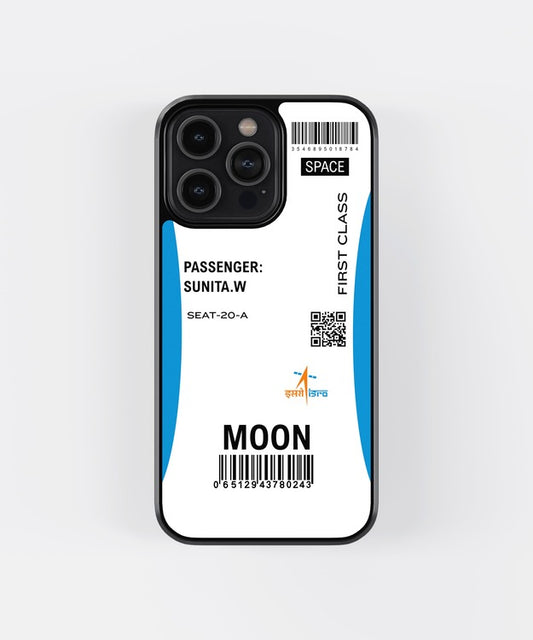 Custom Moon Boarding Pass Glass Case
