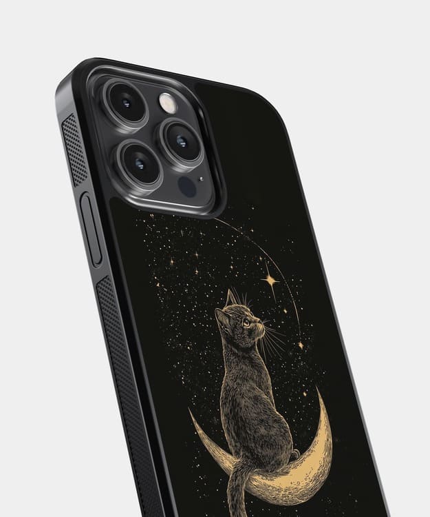 Cat On The Moon Glass Case