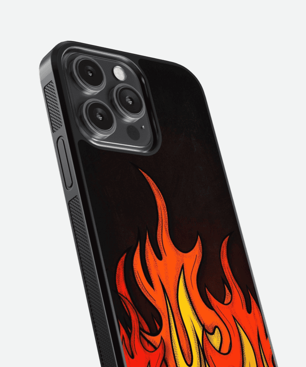 Yellow Flames Glass Case