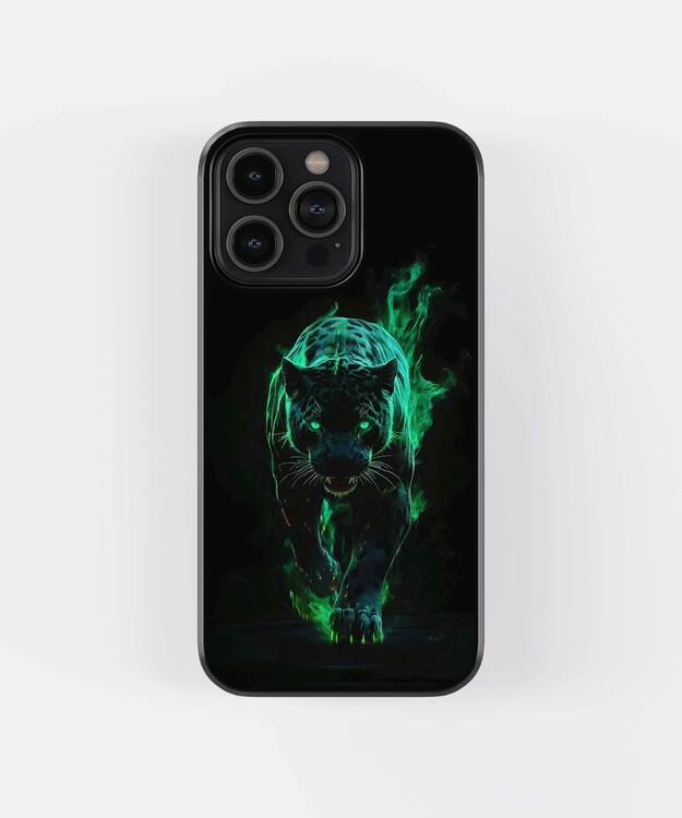 Panther Neon Green Glass Case