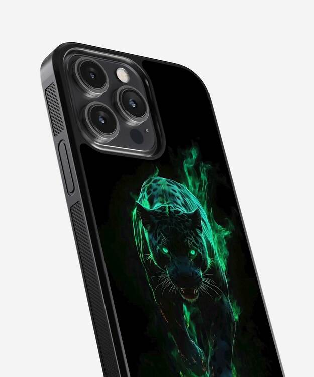 Panther Neon Green Glass Case