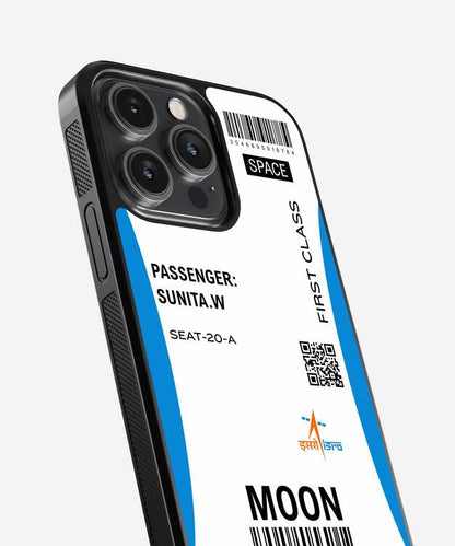 Custom Moon Boarding Pass Glass Case