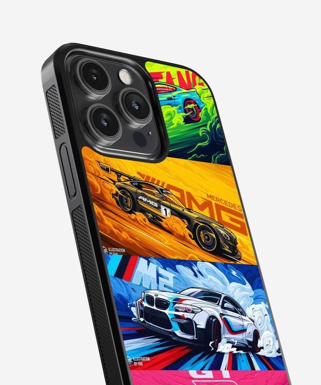 Sports Car Art Poster Glass Case