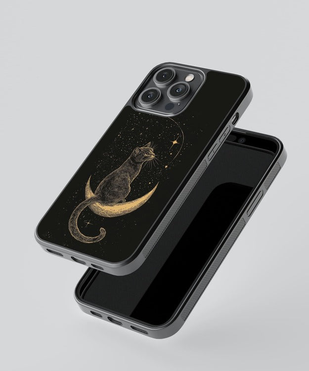 Cat On The Moon Glass Case