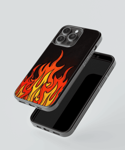 Yellow Flames Glass Case