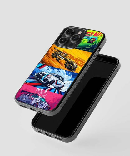 Sports Car Art Poster Glass Case