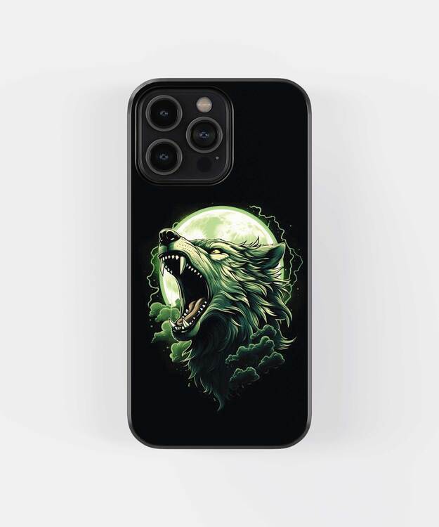 Wolf Crying Moon Glass Case