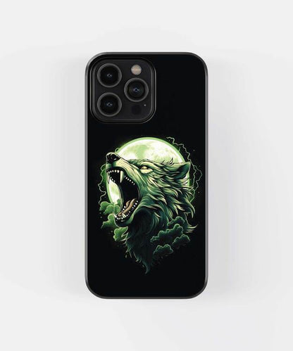 Wolf Crying Moon Glass Case