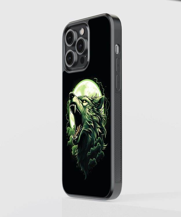 Wolf Crying Moon Glass Case