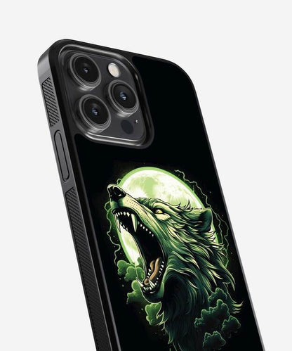 Wolf Crying Moon Glass Case