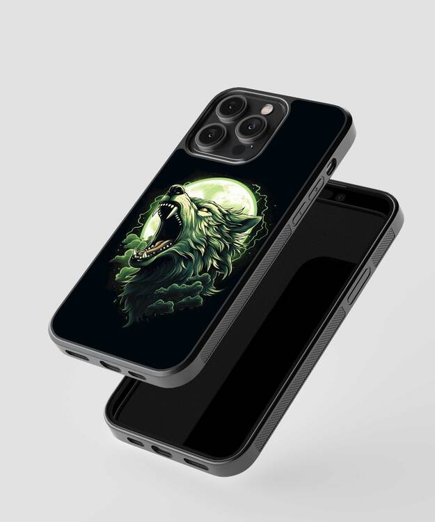 Wolf Crying Moon Glass Case