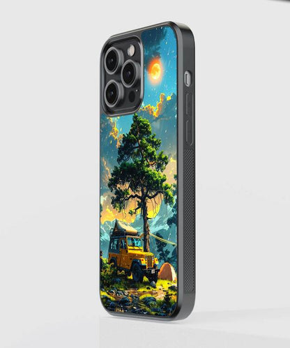 Thar Camping In Mountains Glass Case