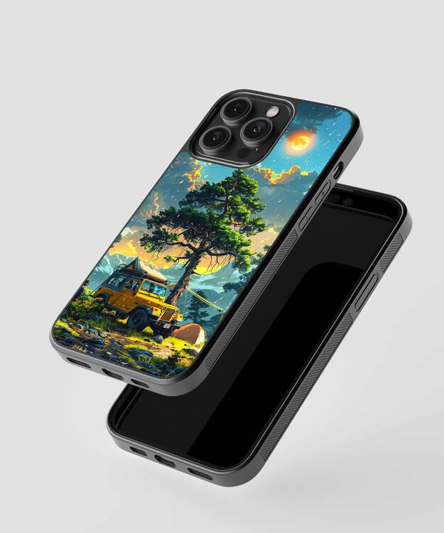 Thar Camping In Mountains Glass Case