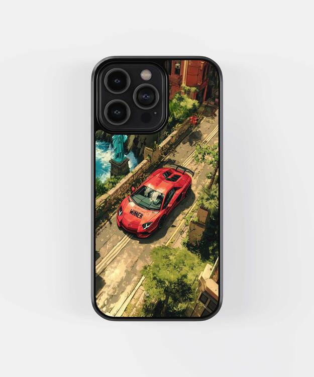 Red Car Racer Glass Case
