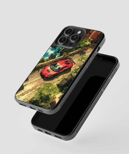 Red Car Racer Glass Case