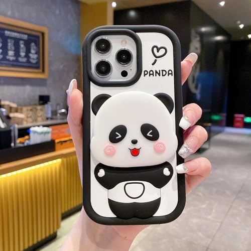 Cute Panda With Mirror Soft Silicone Case
