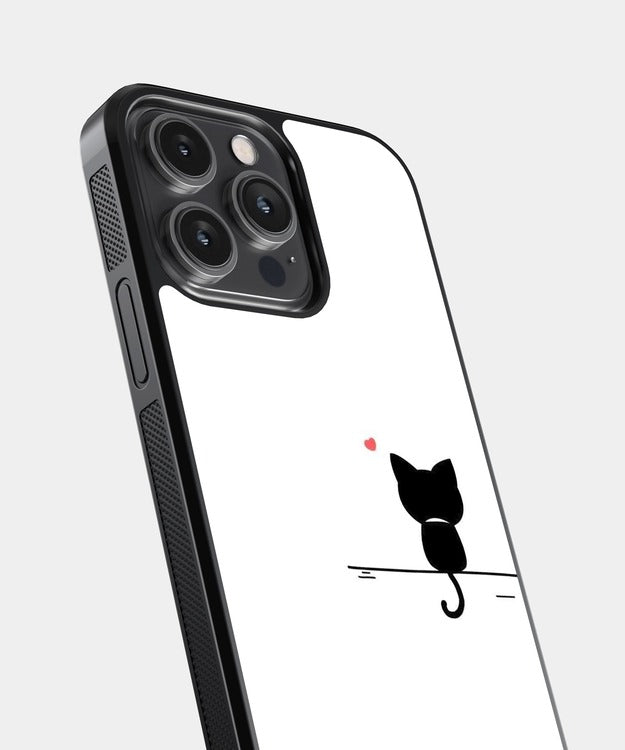 Black Cute Cat Sitting Glass Case