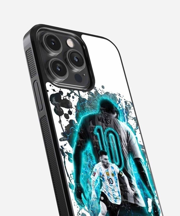 Messi Blue Glass Case