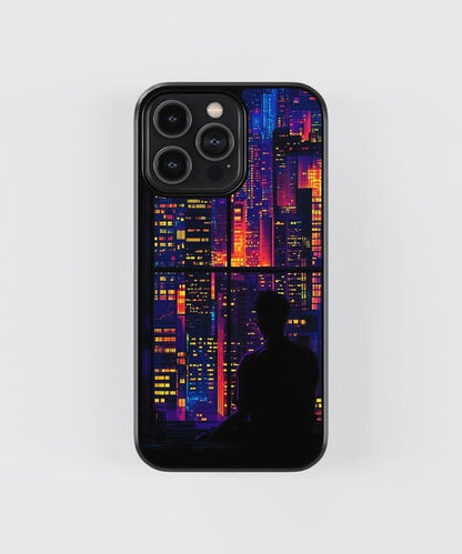 Alone Man Nightlife Lights Glass Case