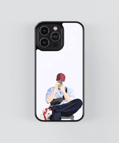 Red Cap Boy Glass Case