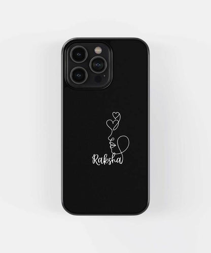 Side Face Illustration Custom Name Glass Case