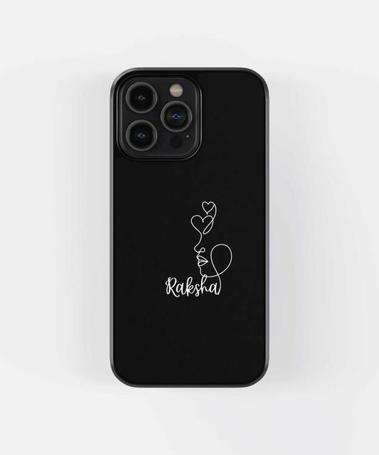 Side Face Illustration Custom Name Glass Case