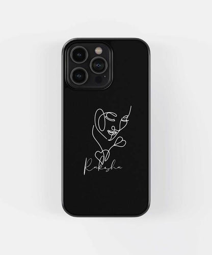 Face Illustration Custom Name Glass Case