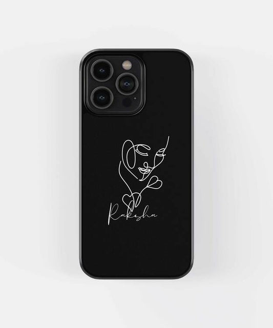 Face Illustration Custom Name Glass Case