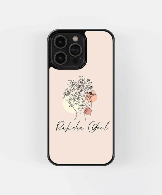 Aesthetic Face Illustration Custom Name Glass Case