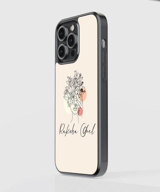 Aesthetic Face Illustration Custom Name Glass Case