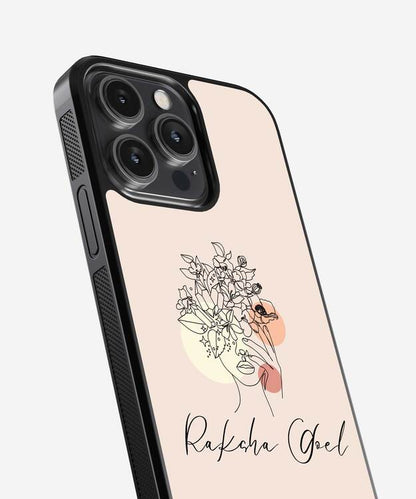Aesthetic Face Illustration Custom Name Glass Case