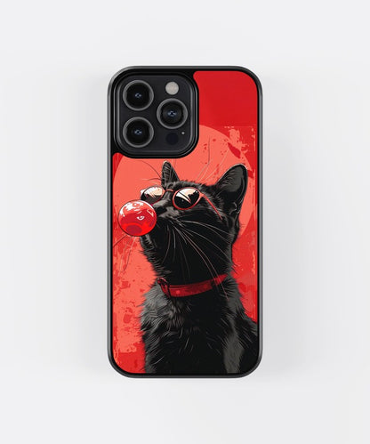 Red Sassy Cat Glass Case