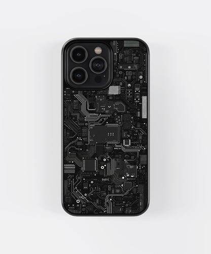 Circuit Board Black Glass Case
