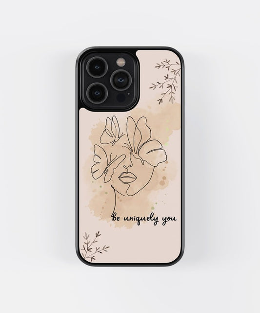 Uniquely You Face Illustration Glass Case