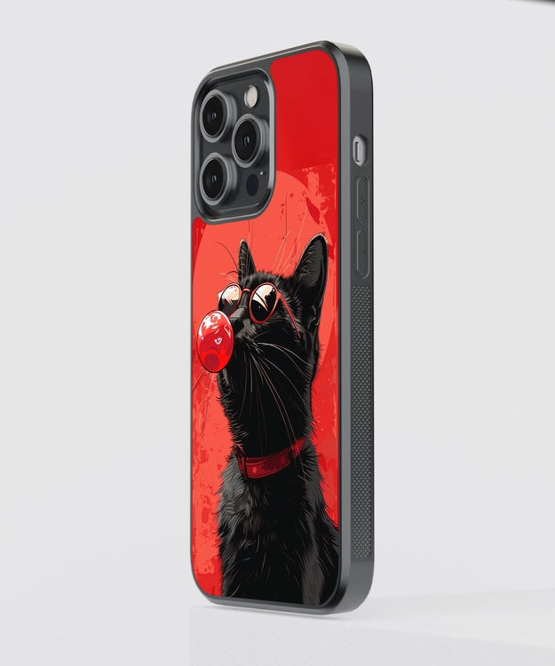 Red Sassy Cat Glass Case